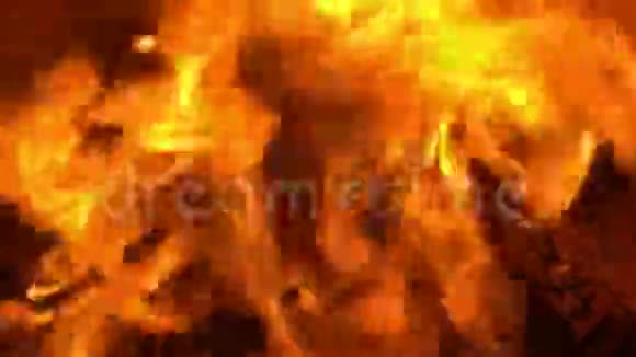 火坑里海滩上的篝火视频的预览图