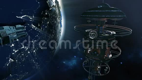太空船接近未来空间站4K视频的预览图