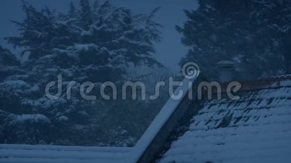 一天中下雪的屋顶视频的预览图