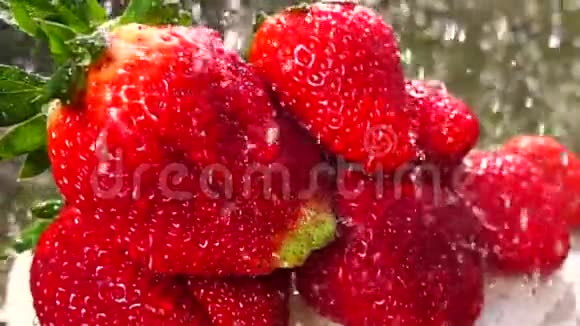 夏天的浆果成熟的草莓视频的预览图