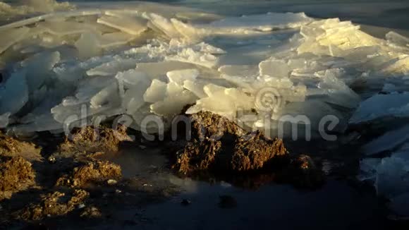 海湾岸边冰的移动视频的预览图