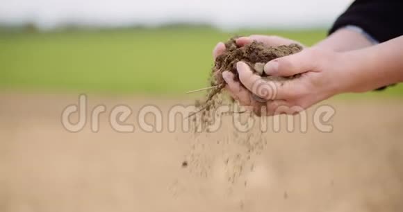 农业土壤农民在手中检查土壤视频的预览图