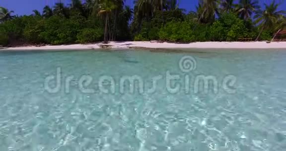 V01864马尔代夫美丽的海滩背景白色沙质热带天堂岛与蓝天海水4k泻湖视频的预览图
