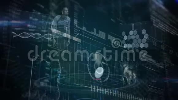 男性橄榄球运动员打橄榄球时的数据处理视频的预览图
