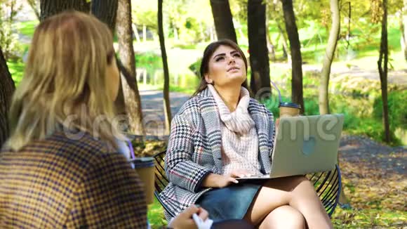 美丽公园成功女性商务会议视频的预览图
