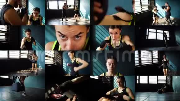 一套运动女孩拳击和健身房训练视频的预览图