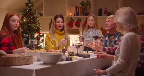 大家庭聚餐晚酒吐司丁丁杯酒宴圣诞团圆视频的预览图