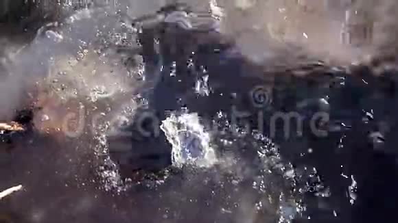 灰色冰下的春溪视频的预览图