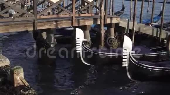 贡多拉斯漂浮在威尼斯的水面上视频的预览图