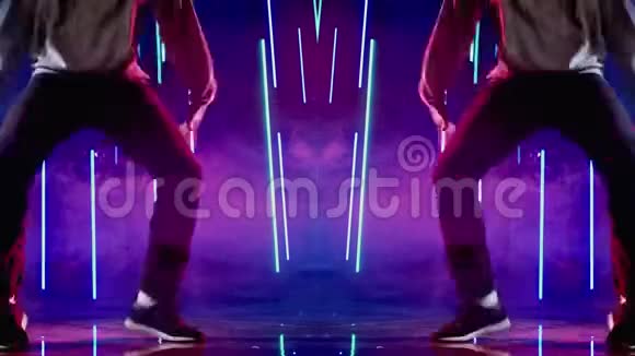 霓虹灯舞男比利弹跳动作紫色视频的预览图