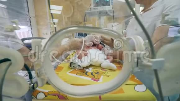 孵化的婴儿正在做超声波检查视频的预览图