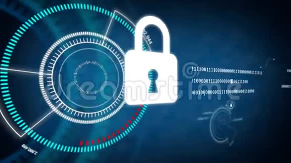 HUD背景动画锁安全概念和数据安全安全概念的网络未来背景视频的预览图
