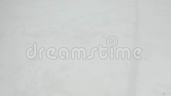 穿着沉重背包在阿拉斯加雪地漫步的人从上面看视频的预览图