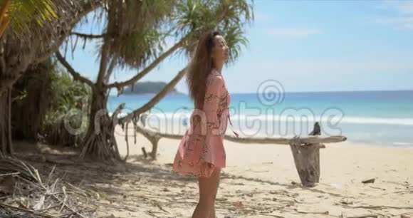 沙滩上的时尚民族女性视频的预览图