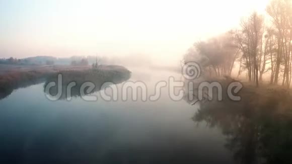 晨雾缭绕的河流视频的预览图