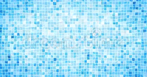 泳池底部的数字动画带有波浪运动背景的波纹和流动循环无缝视频的预览图