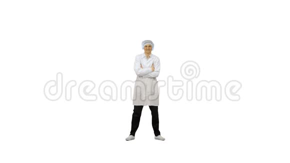 穿着医用衣服的医生在白色背景下跳舞视频的预览图