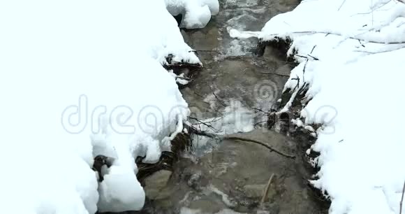 冬天小河流视频的预览图