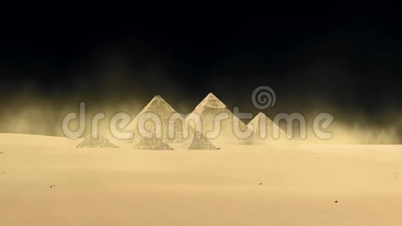 黑色背景的埃及吉萨金字塔4K视频的预览图
