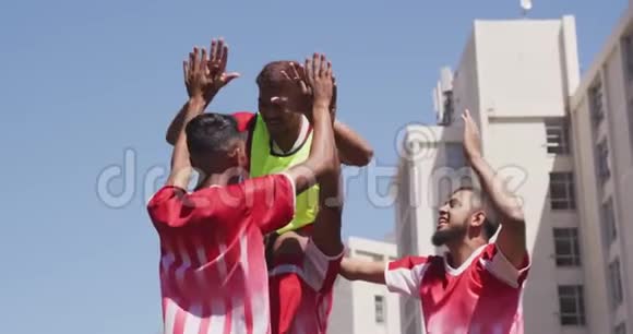足球运动员在球场上庆祝视频的预览图
