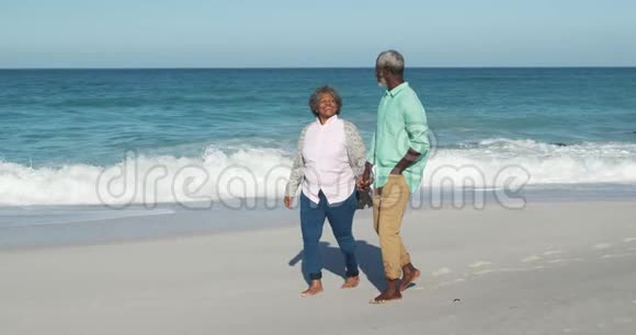 在海边散步的老夫妇视频的预览图