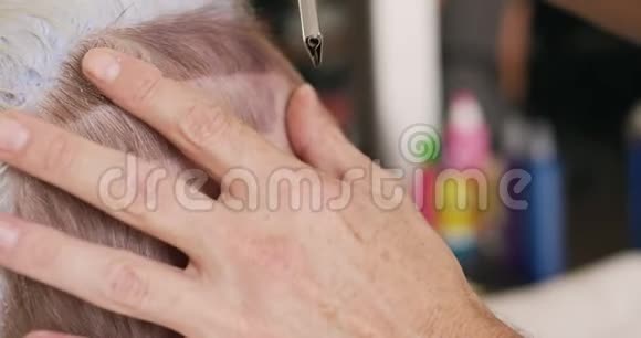 近景女性头发被理发师剪了视频的预览图