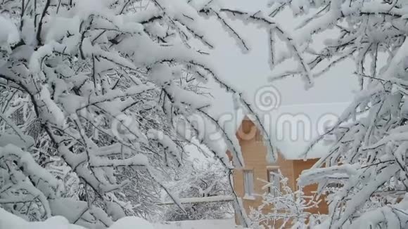 白雪皑皑的村庄之路视频的预览图