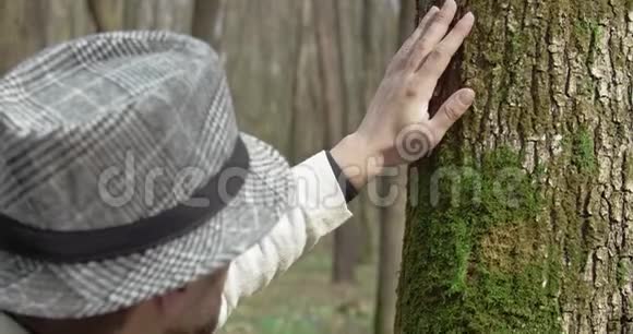 从植物学家的背面看树上的苔藓视频的预览图