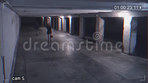 抢劫一个在地下通道上打电话的女孩从监控摄像机记录视频的预览图