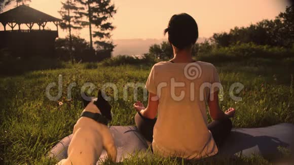 女人和她的宠物坐在地上视频的预览图