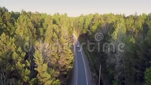 乘坐汽车在无边无际的森林地区进行漂亮的飞行视频的预览图