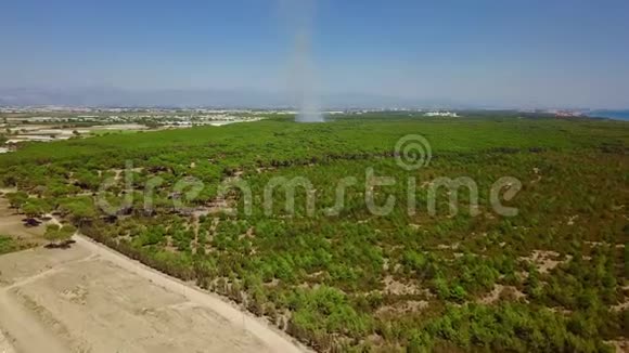 沙漠花园中空旷地带的大火视频的预览图