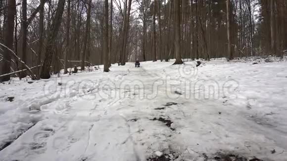 带着一座山在树林里的女孩去雪中的天王星视频的预览图