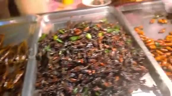 在Koh夜市出售油炸昆虫视频的预览图