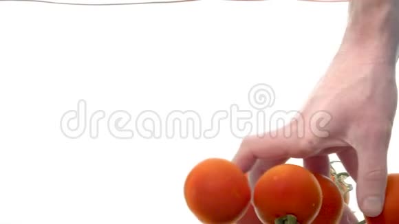 手在水里抓西红柿视频的预览图
