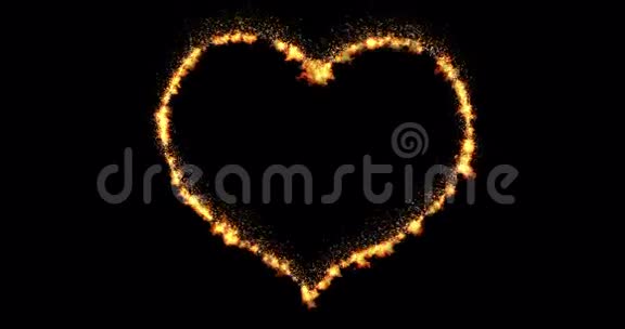 燃烧的火焰在黑色的背景上燃烧着火粒假日情人节和爱情视频的预览图