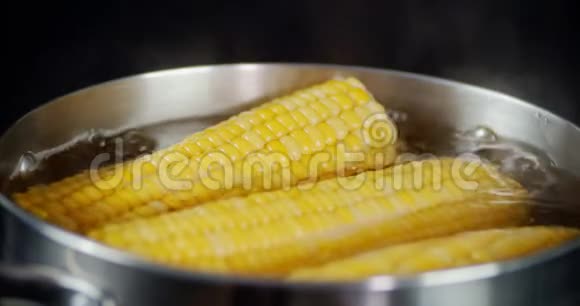 玉米在锅里用气泡沸腾视频的预览图