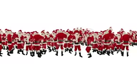 圣诞老人人群舞蹈圣诞晚会新年快乐对抗白色股票镜头视频的预览图