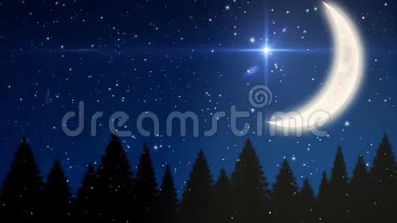 下雪圣诞夜满天繁星月牙儿视频的预览图