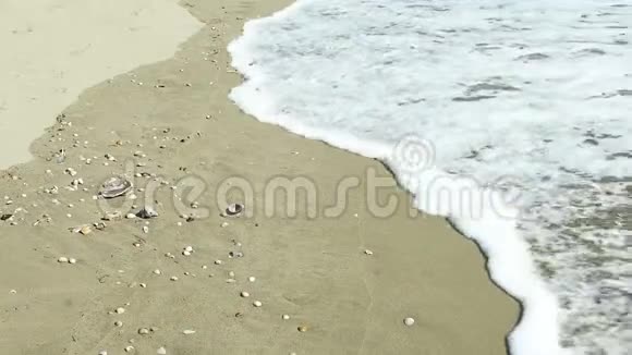 海浪冲击着沙滩视频的预览图