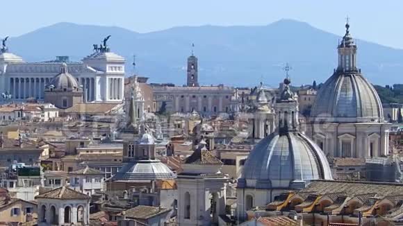 意大利罗马屋顶上的全景罗马天际线打得慌视频的预览图