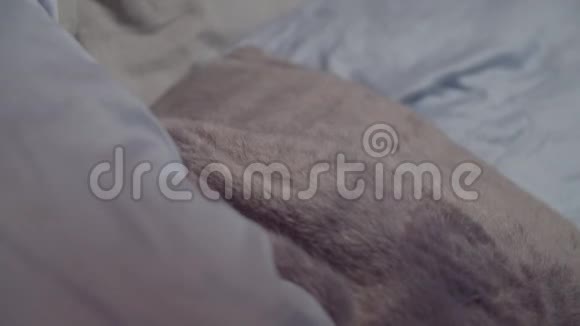 晚上在枕头上睡着的放松的女性视频的预览图