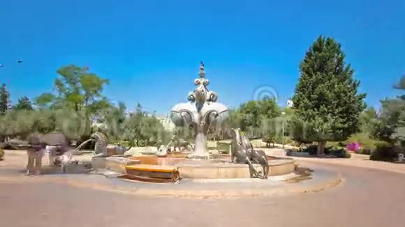 狮子喷泉时间推移超脱位于伊敏清真寺的一个公园以色列耶路撒冷视频的预览图