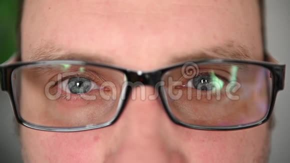 戴眼镜的人的眼睛脸上有情绪面部肌肉视频的预览图