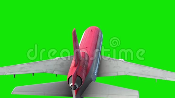 空中客机空中云绿色屏幕背面三维渲染动画视频的预览图