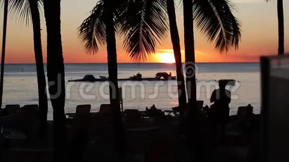 加勒比海日落剪影视频的预览图