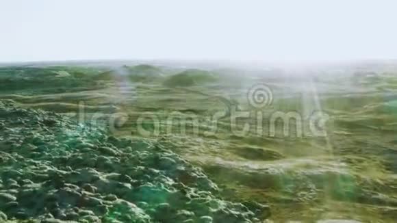 鸟瞰岩石冰岛苔藓火山平原沙漠视频的预览图