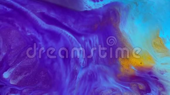 五颜六色的流体艺术纹理抽象油漆混合效果现代丙烯酸艺术品与流体波流油涂料视频的预览图