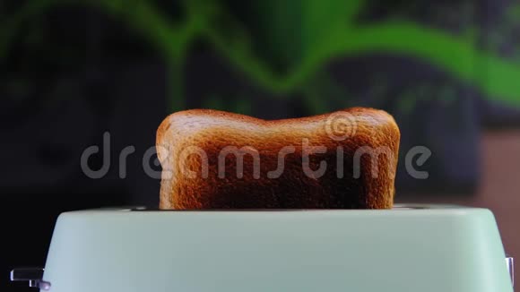 烤面包机里烧面包烤面包机里的高烤面包视频的预览图