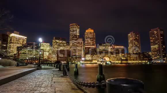 时间流逝波士顿市中心天际线日落视频的预览图
